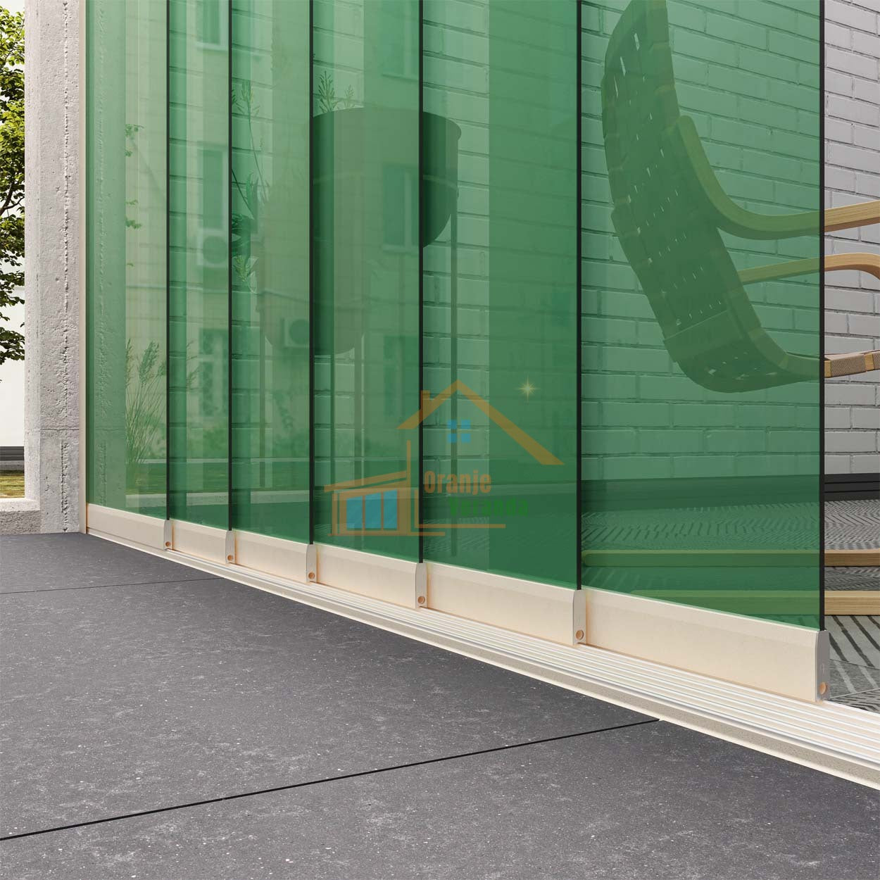 6-Rail Glazen Schuifwand tot 4770 mm breed (6x 820mm glas)