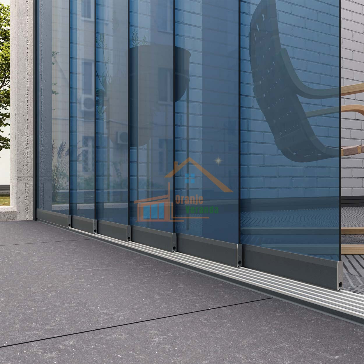 6-Rail Glazen Schuifwand tot 5250 mm breed (6x 900mm glas)