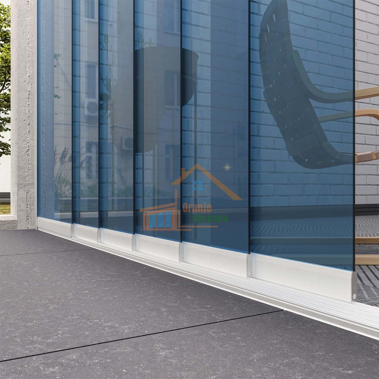 6-Rail Glazen Schuifwand tot 6030 mm breed (6x 1030mm glas)