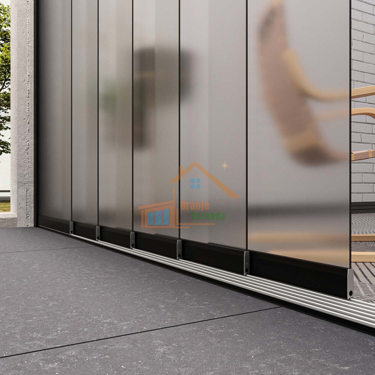 6-Rail Glazen Schuifwand tot 5610 mm breed (6x 960mm glas)