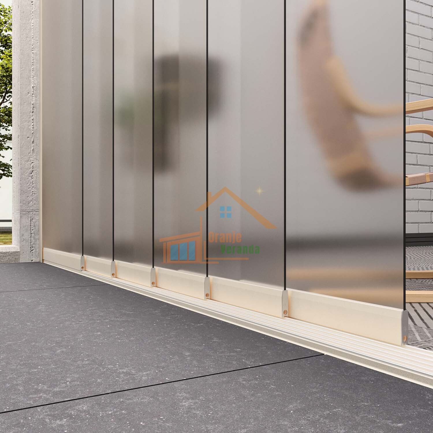 6-Rail Glazen Schuifwand tot 5250 mm breed (6x 900mm glas)