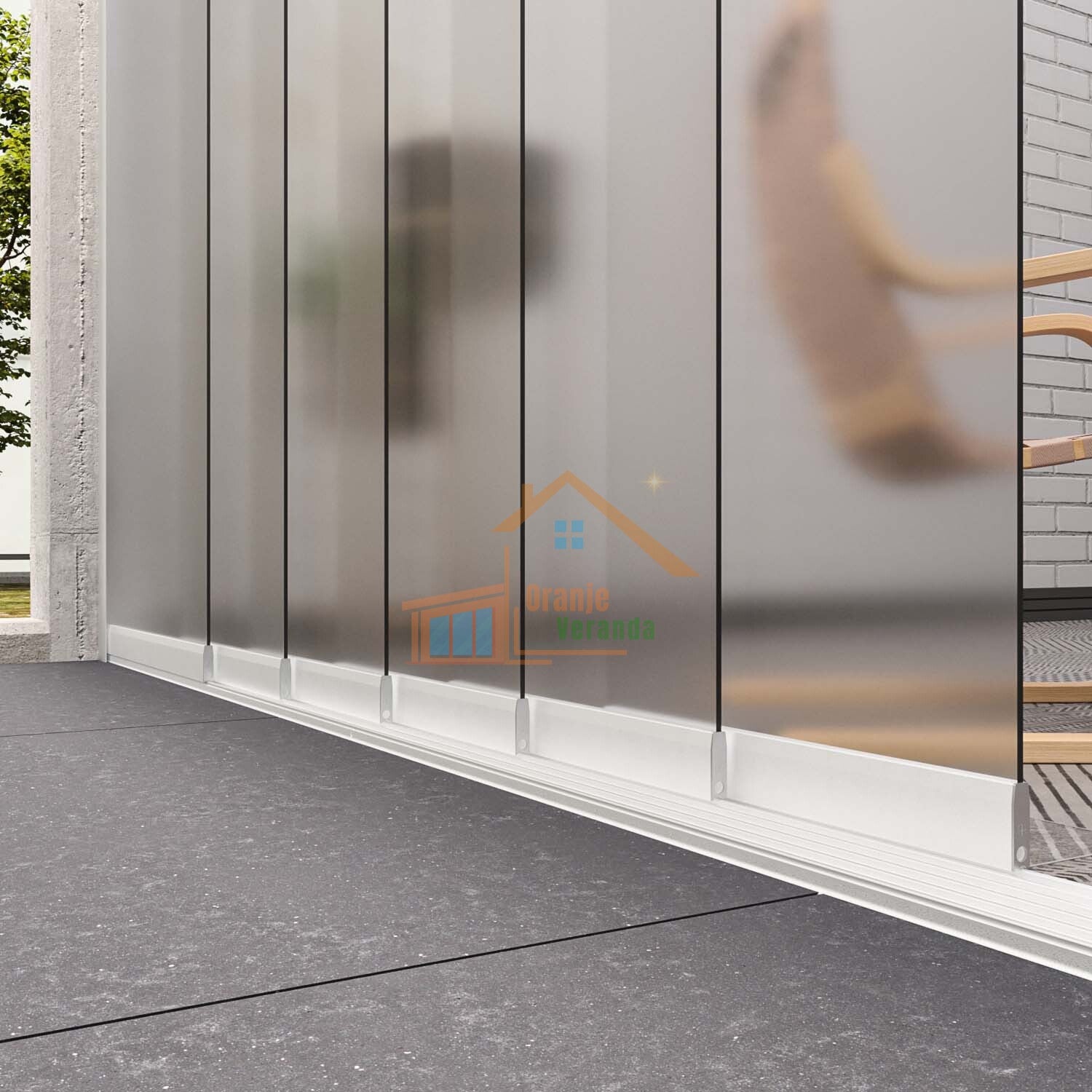 6-Rail Glazen Schuifwand tot 5610 mm breed (6x 960mm glas)