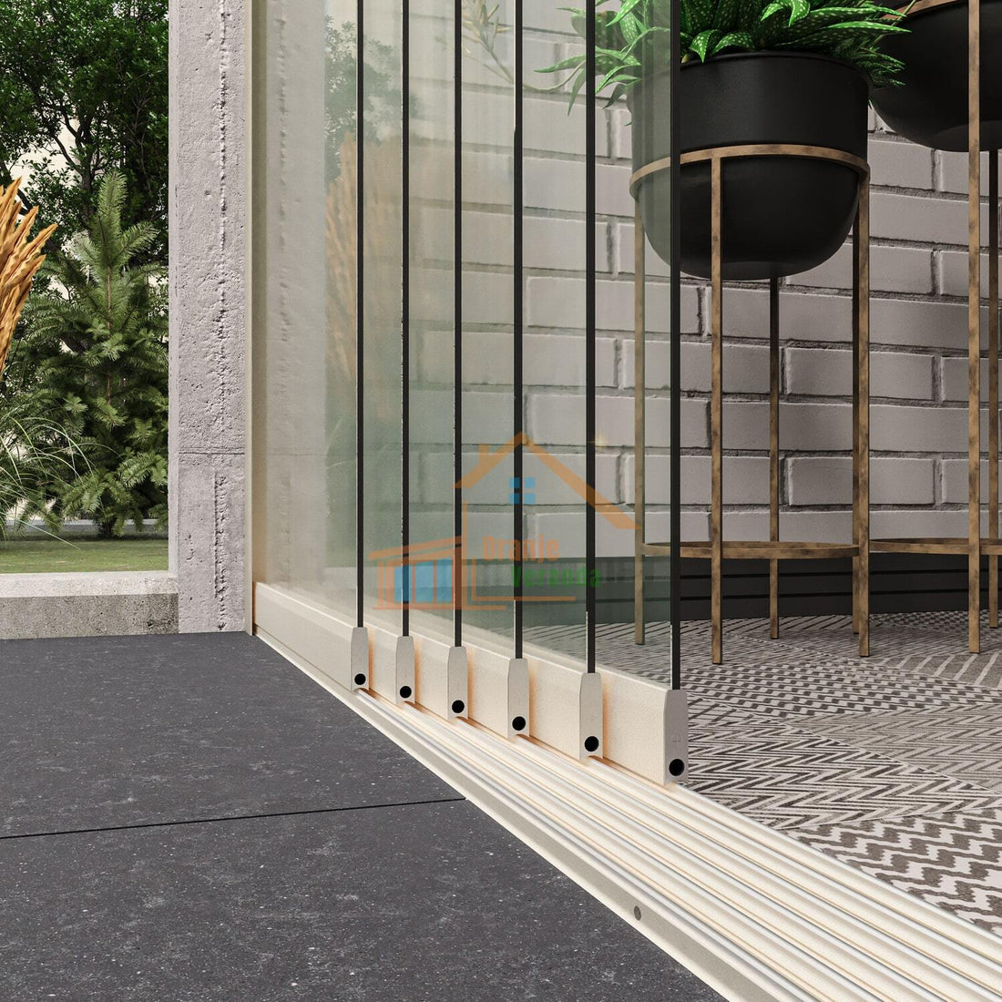 6-Rail Glazen Schuifwand tot 4770 mm breed (6x 820mm glas)