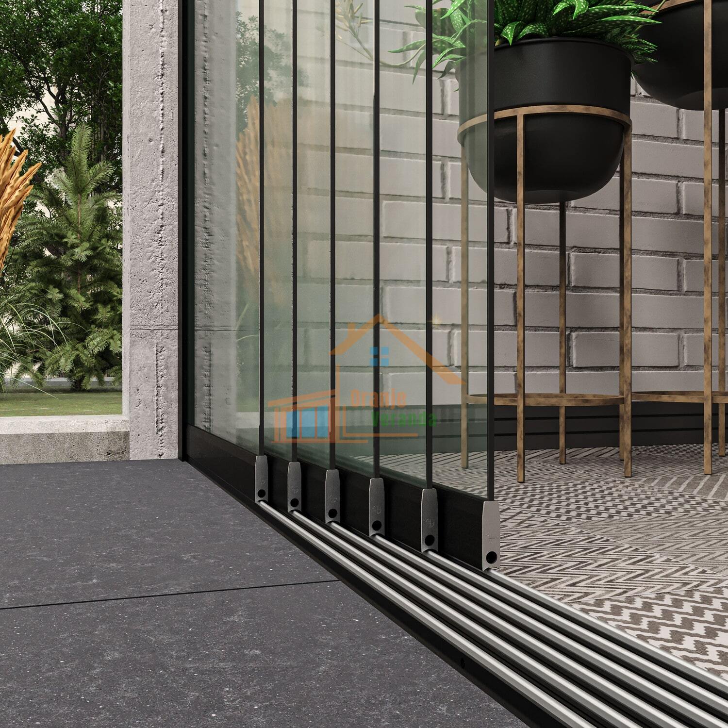 6-Rail Glazen Schuifwand tot 4770 mm breed (6x 820mm glas)